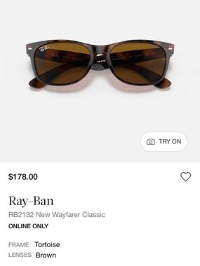 Ray-Ban New Wayfarer Classic Sunglasses - Tortoise/Brown Lenses